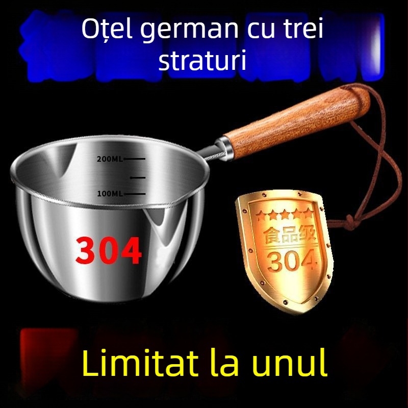 304 oțel inoxidabil cu trei straturi – mic vas pentru ulei, vas special pentru ulei încins, oală mini pentru ulei