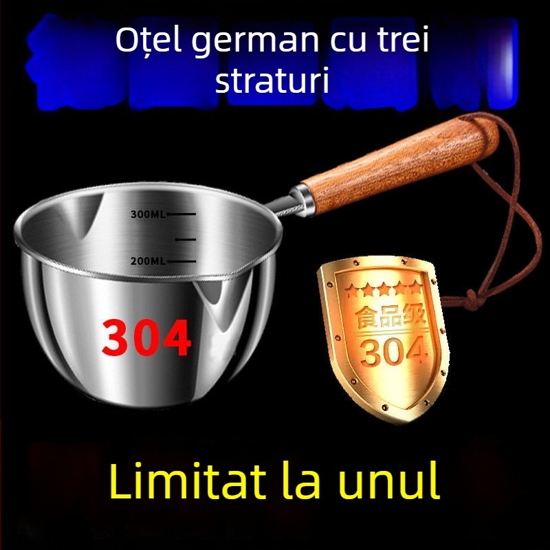 304 oțel inoxidabil cu trei straturi – mic vas pentru ulei, vas special pentru ulei încins, oală mini pentru ulei