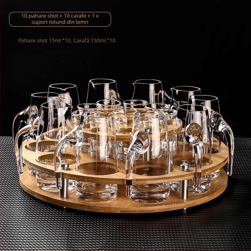 Set de pahare de lichior din cristal cu margine auriu, dozator – veselă de bar pentru restaurante și uz casnic