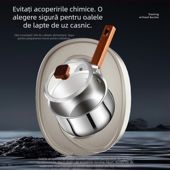 Oală de lapte din oțel inoxidabil 304, cu aburitor și coș de aburi, pentru hrana bebelușilor, compatibilă cu plitele pe gaz și inducție