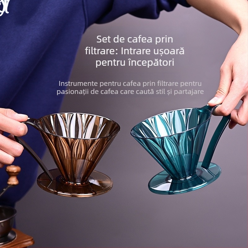 Set filtru cafea V60 din sticlă: dripper din sticlă, cafetieră, pâlnie și filtre de hârtie