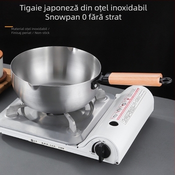 Oală din oțel inoxidabil cu mâner din lemn – oală de gătit multifuncțională pentru paste, terci de orez și tăiței de orez