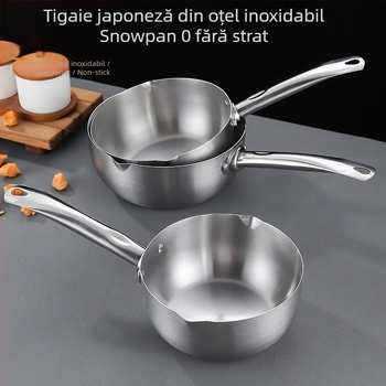 Oală din oțel inoxidabil cu mâner din lemn – oală de gătit multifuncțională pentru paste, terci de orez și tăiței de orez