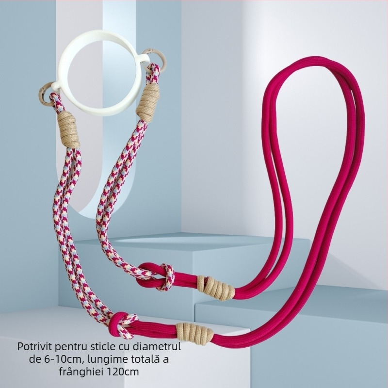 Bretea împletită lungă pentru sticle de apă, curea crossbody compatibilă cu cănile izolate Stanley, șnur pentru pahare cu gheață și inele pentru pahare