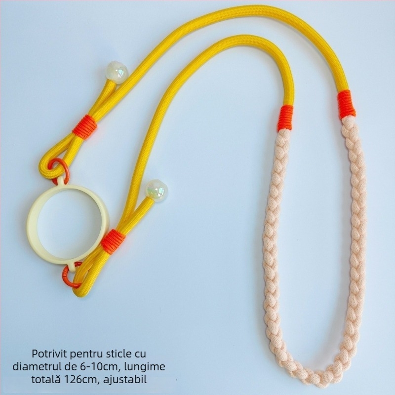 Bretea împletită lungă pentru sticle de apă, curea crossbody compatibilă cu cănile izolate Stanley, șnur pentru pahare cu gheață și inele pentru pahare