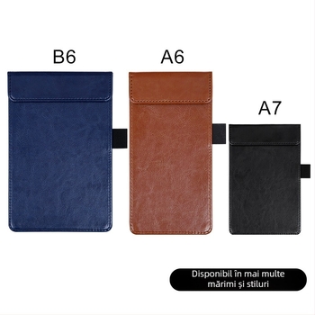 Clipboard din piele A4 cu planșă de scriere, dosar, clip pentru meniu, logo personalizat