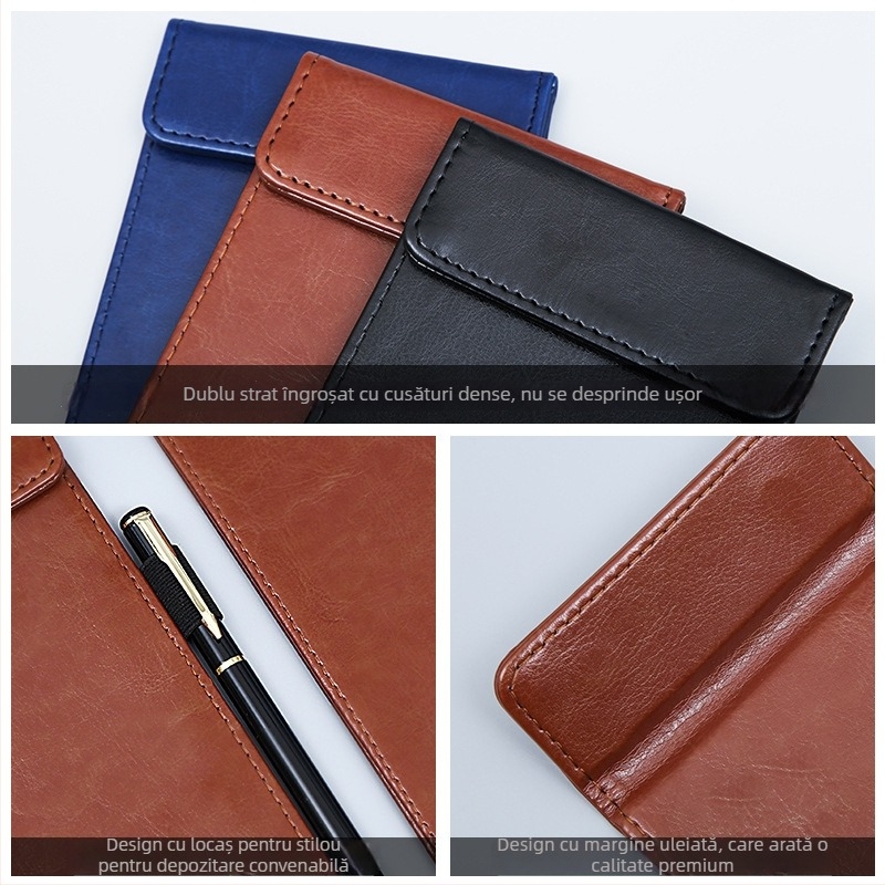 Clipboard din piele A4 cu planșă de scriere, dosar, clip pentru meniu, logo personalizat