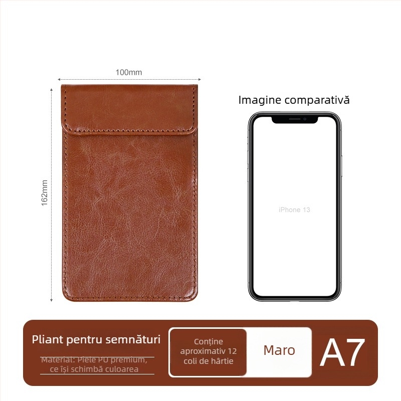 Clipboard din piele A4 cu planșă de scriere, dosar, clip pentru meniu, logo personalizat