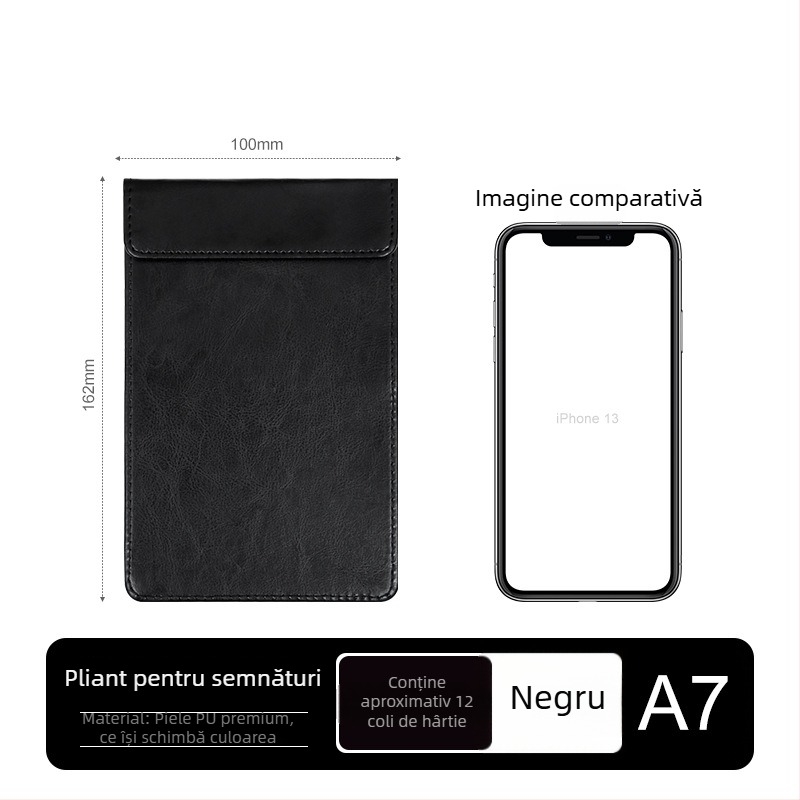 Clipboard din piele A4 cu planșă de scriere, dosar, clip pentru meniu, logo personalizat