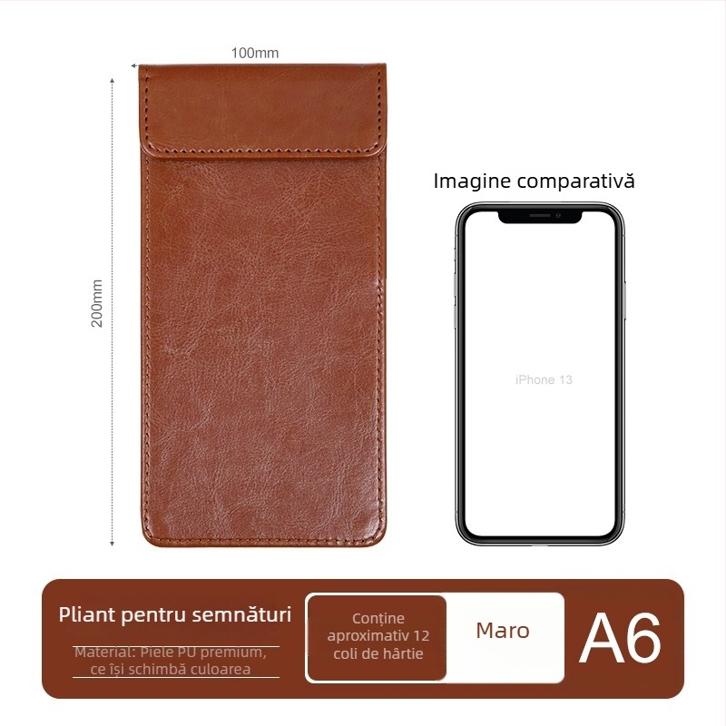 Clipboard din piele A4 cu planșă de scriere, dosar, clip pentru meniu, logo personalizat