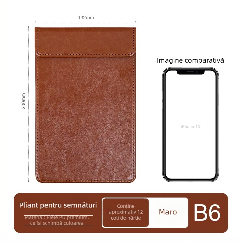Clipboard din piele A4 cu planșă de scriere, dosar, clip pentru meniu, logo personalizat