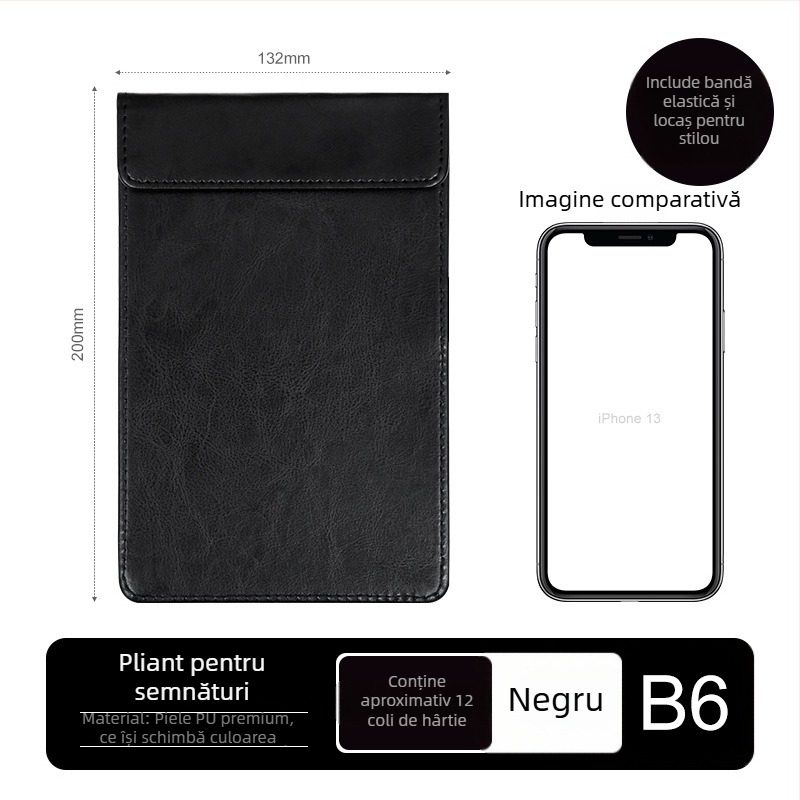 Clipboard din piele A4 cu planșă de scriere, dosar, clip pentru meniu, logo personalizat
