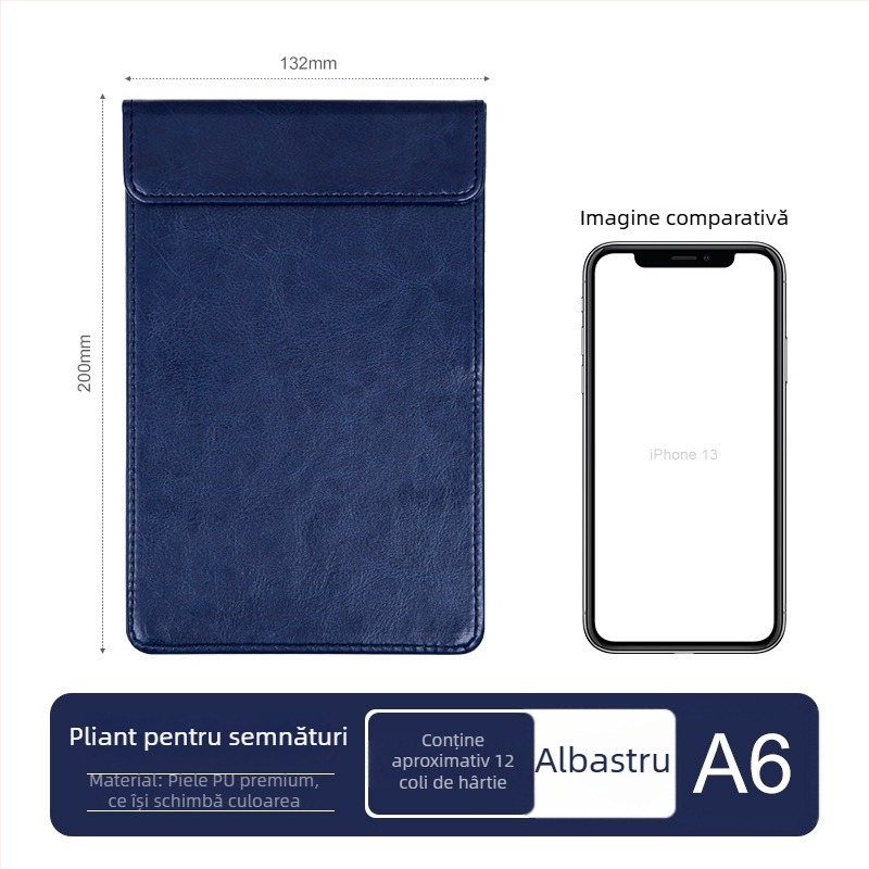 Clipboard din piele A4 cu planșă de scriere, dosar, clip pentru meniu, logo personalizat