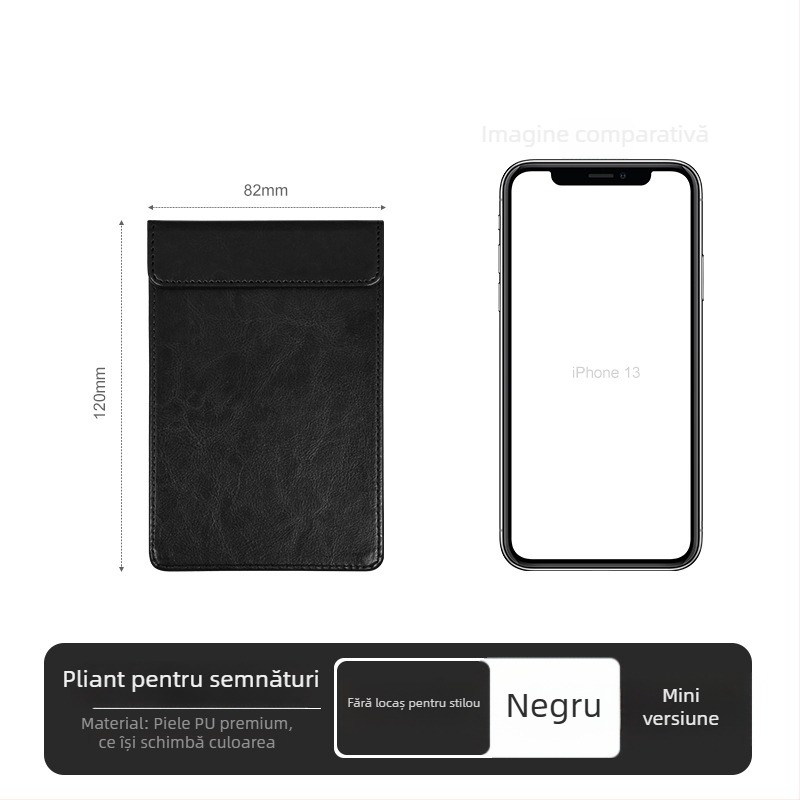 Clipboard din piele A4 cu planșă de scriere, dosar, clip pentru meniu, logo personalizat