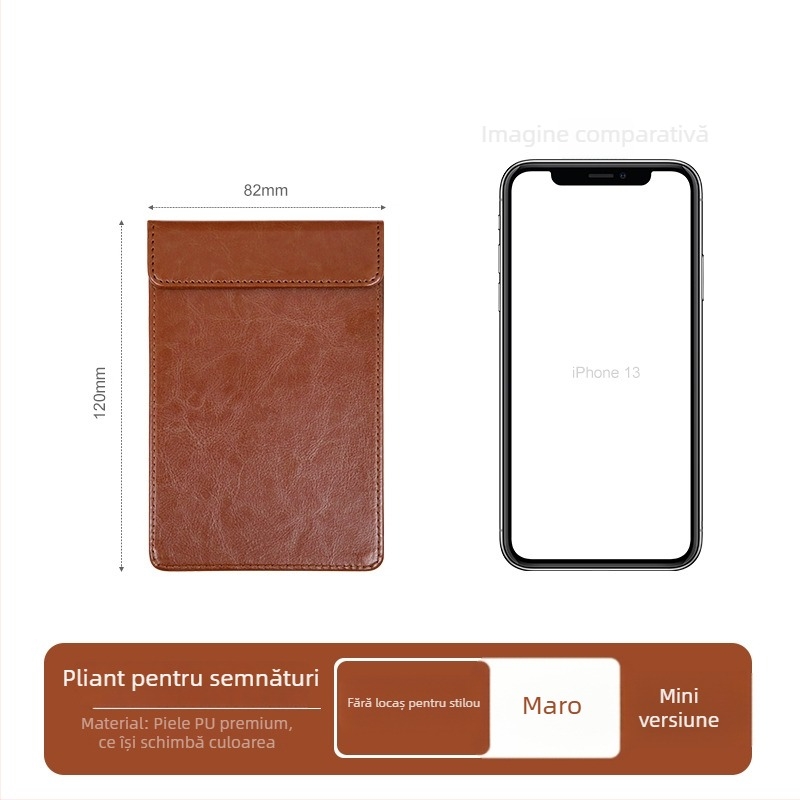 Clipboard din piele A4 cu planșă de scriere, dosar, clip pentru meniu, logo personalizat