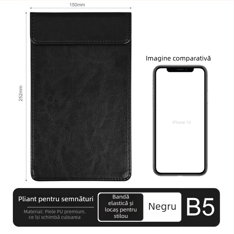 Clipboard din piele A4 cu planșă de scriere, dosar, clip pentru meniu, logo personalizat