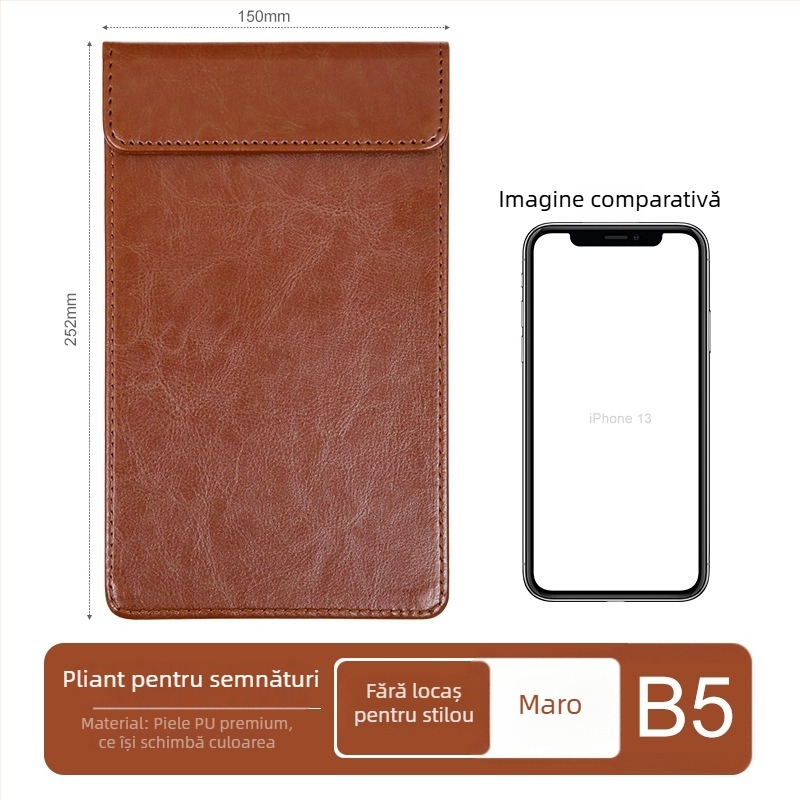 Clipboard din piele A4 cu planșă de scriere, dosar, clip pentru meniu, logo personalizat