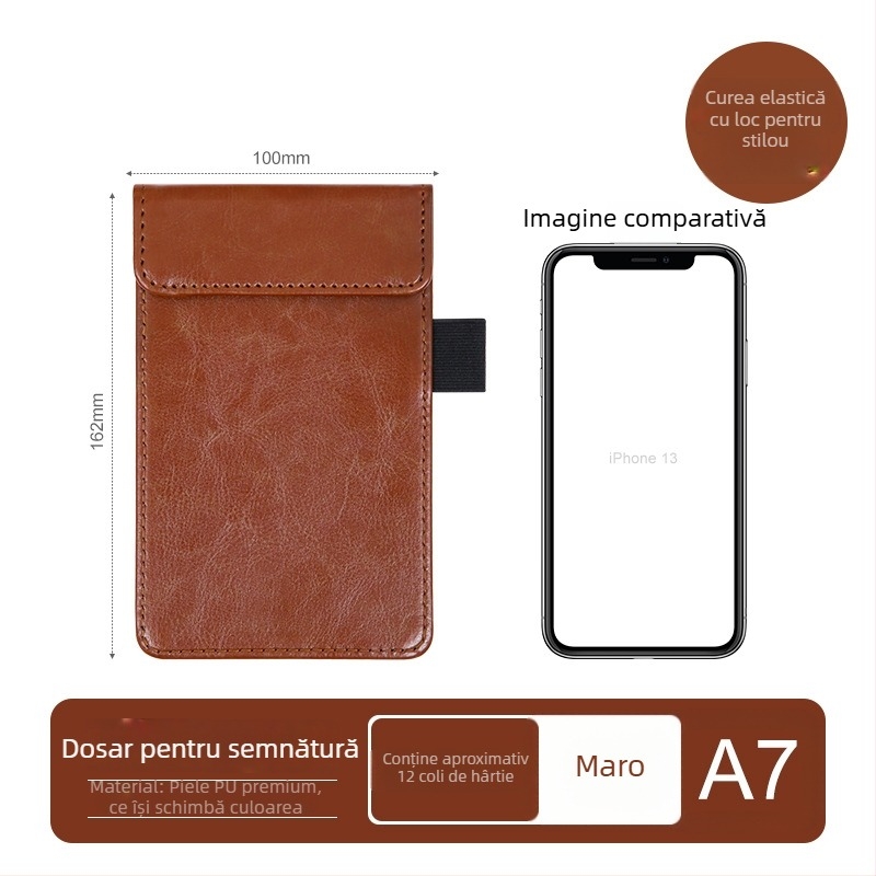 Clipboard din piele A4 cu planșă de scriere, dosar, clip pentru meniu, logo personalizat