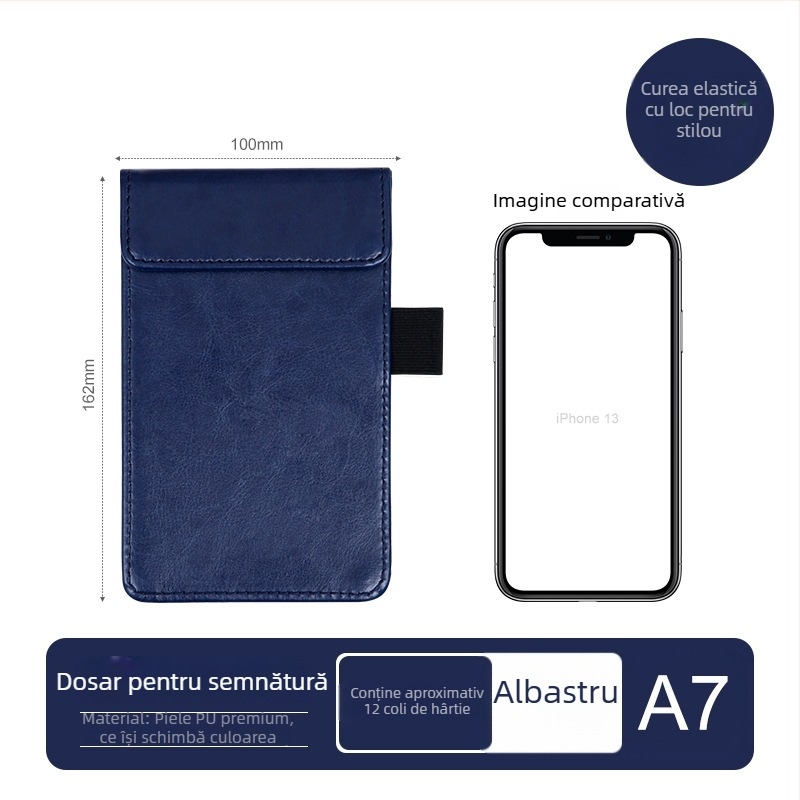 Clipboard din piele A4 cu planșă de scriere, dosar, clip pentru meniu, logo personalizat
