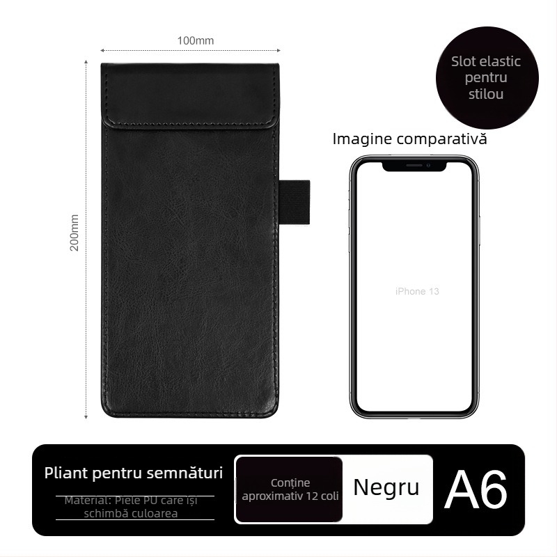 Clipboard din piele A4 cu planșă de scriere, dosar, clip pentru meniu, logo personalizat