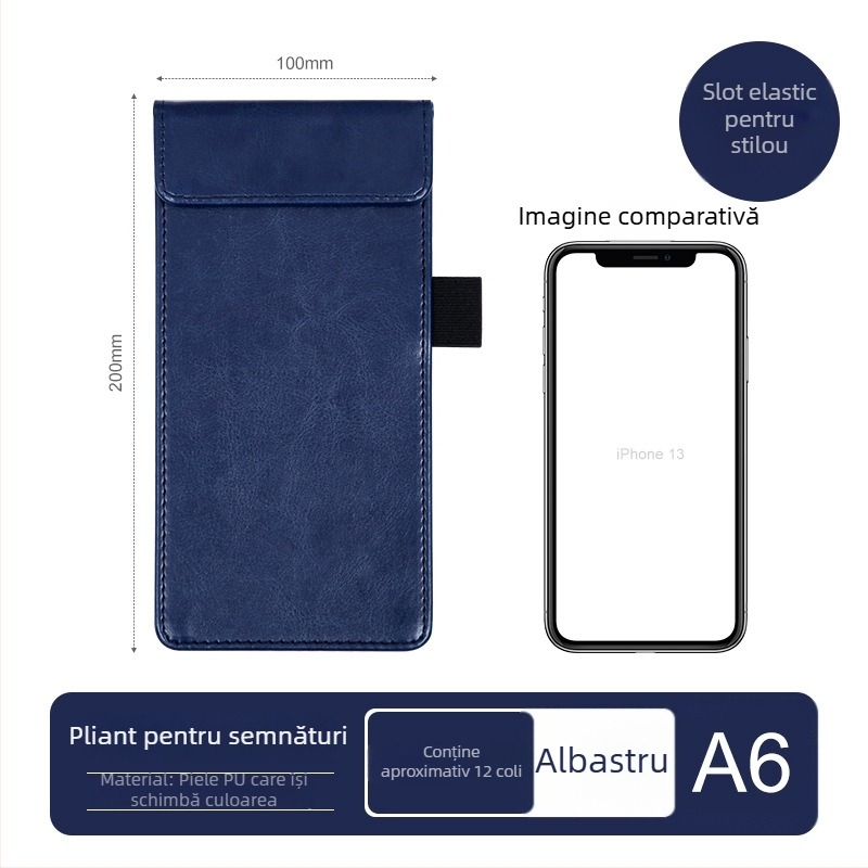 Clipboard din piele A4 cu planșă de scriere, dosar, clip pentru meniu, logo personalizat
