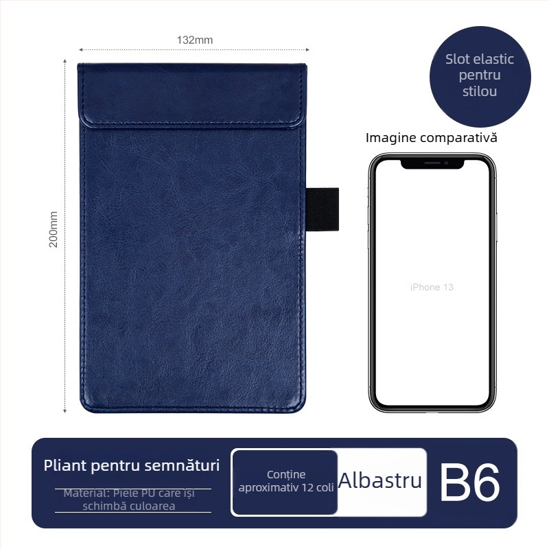 Clipboard din piele A4 cu planșă de scriere, dosar, clip pentru meniu, logo personalizat