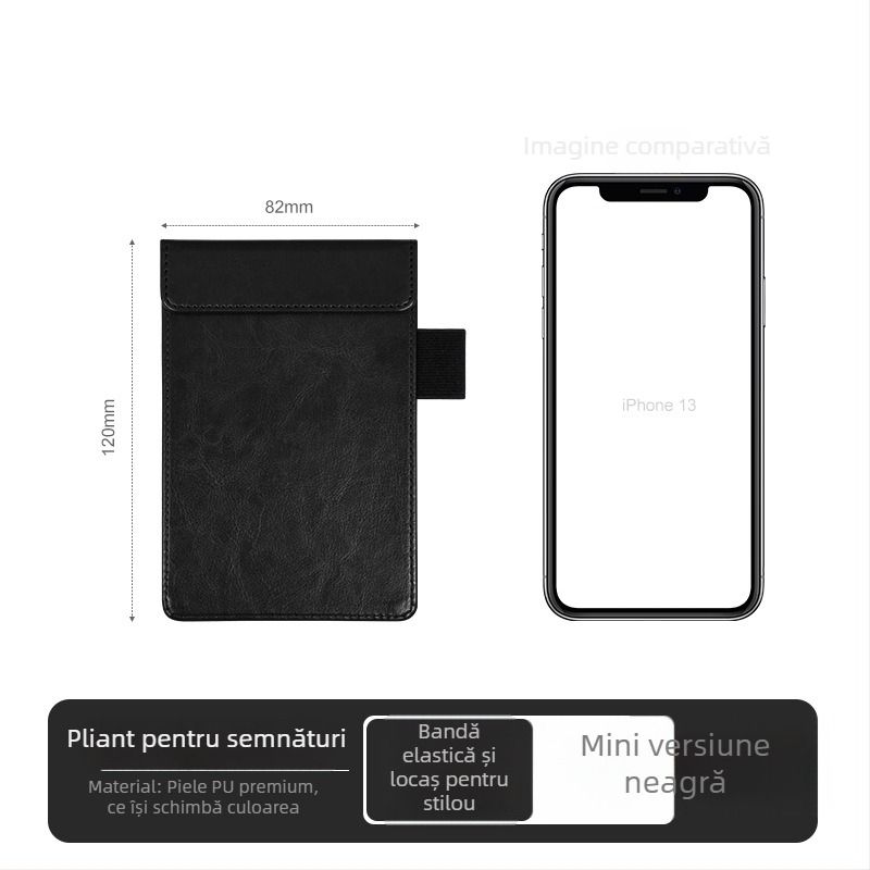 Clipboard din piele A4 cu planșă de scriere, dosar, clip pentru meniu, logo personalizat
