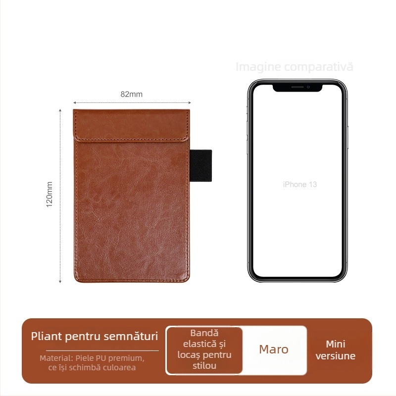 Clipboard din piele A4 cu planșă de scriere, dosar, clip pentru meniu, logo personalizat