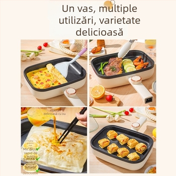 Tigaie electrică Tamagoyaki, mare, antiaderentă, cu temperatură reglabilă pentru omletă, clătite și rulouri cu ouă
