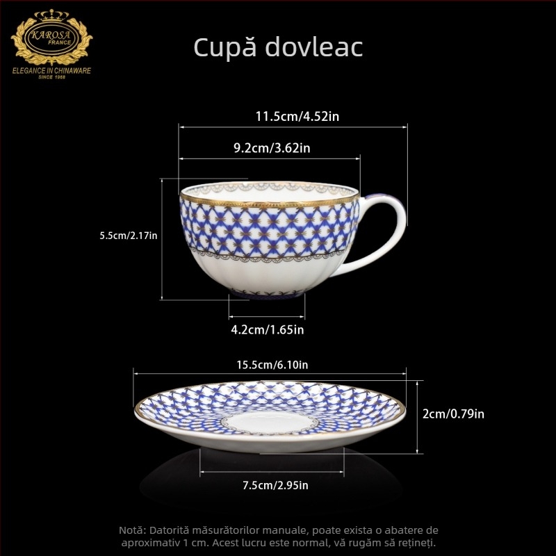 Ceainic din porțelan cu os Jingdezhen, set de ceai de înaltă calitate pentru ceai de după-amiază, cu cești și farfurioare