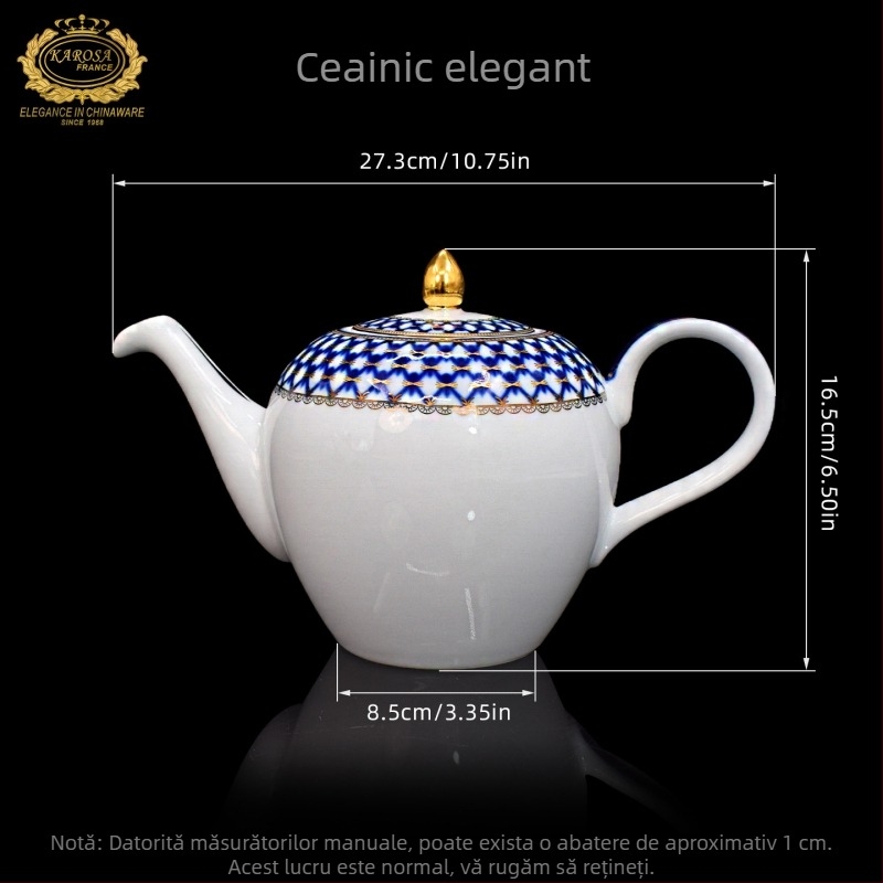 Ceainic din porțelan cu os Jingdezhen, set de ceai de înaltă calitate pentru ceai de după-amiază, cu cești și farfurioare
