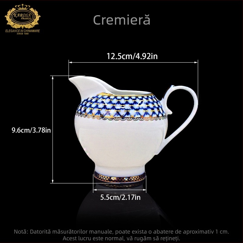 Ceainic din porțelan cu os Jingdezhen, set de ceai de înaltă calitate pentru ceai de după-amiază, cu cești și farfurioare