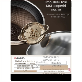 În stoc: tigaie din oțel inoxidabil 304 cu titan, pentru uz casnic, antiaderentă, compatibilă cu plitele cu inducție, bază titan cu design fagure