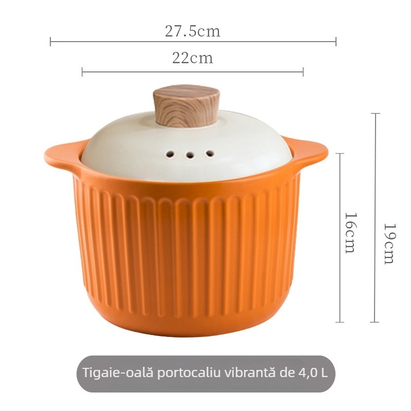 Oală ceramică pentru supe în stil Nordic, pentru uz casnic, potrivită pentru flacără deschisă și aragaz, rezistentă la temperaturi înalte, capacitate 3,1–4 L, cu capac