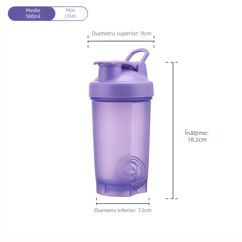 Pahar din plastic cu mâner, 500 ml, portabil, pentru sport și shaker de proteine