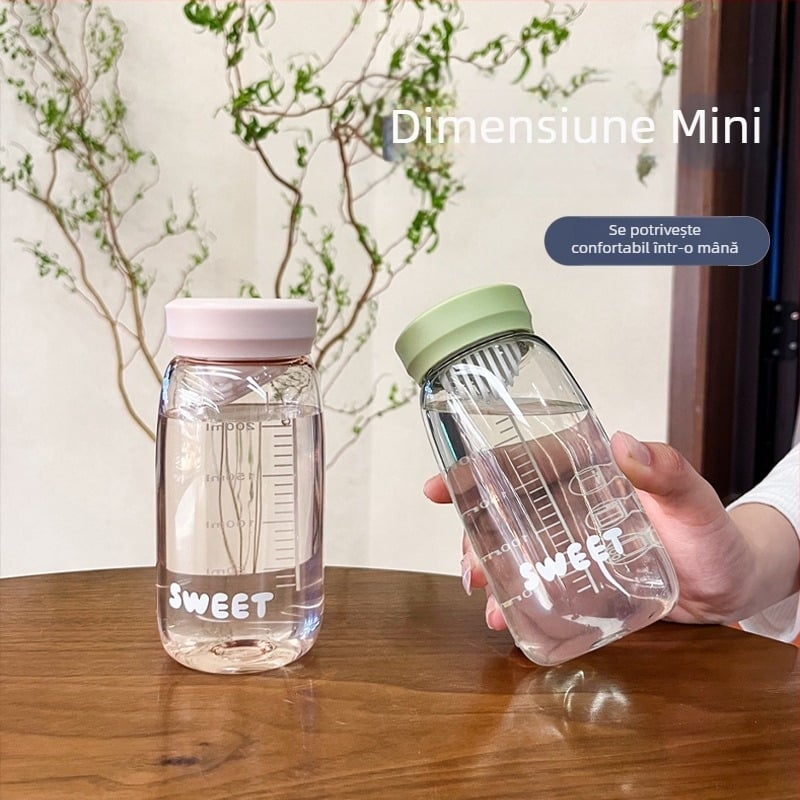 Mini pahar de apă pentru femei, pahar din plastic pentru băut direct, ceai cu flori, etanș, imprimare logo, corp lat
