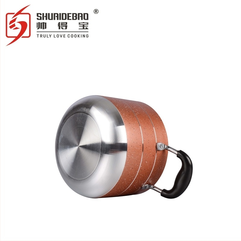 Set de vase din aluminiu, cu strat antiaderent, cu oale de supă 20/22/24 cm și tigaie de 24 cm, model CP-03