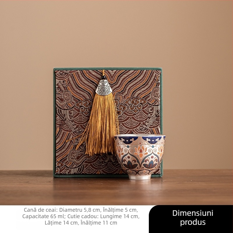 Ceainic din argint placat cu aur Dunhuang Xishi, set ceai cu un ceainic și două cești