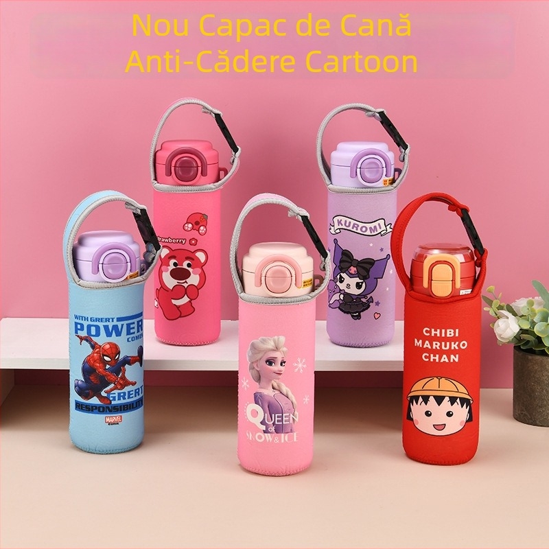 Husă portabilă pentru pahar cu izolație, protecție pentru pahare din sticlă, design desen animat pentru copii, protecție împotriva arsurilor