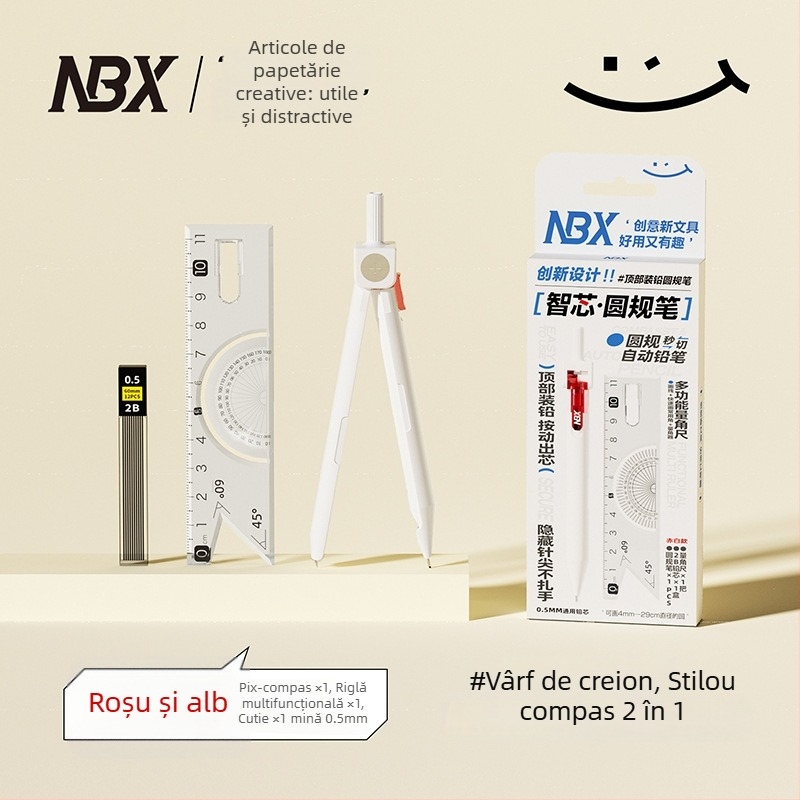 NBX set creativ de rechizite: riglă, compas și pix – trei în unu, portabil pentru desen rapid