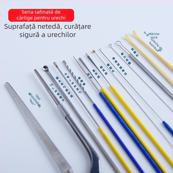 Set profesional de instrumente pentru curățarea urechilor, cu linguri de urechi cu încuietoare, luminoase