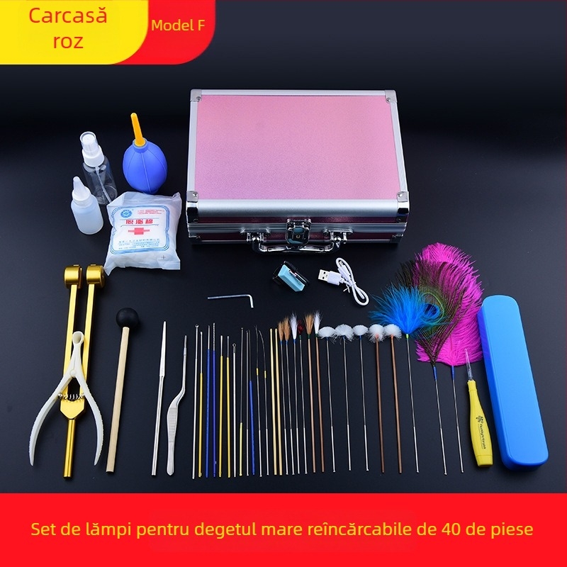 Set profesional de instrumente pentru curățarea urechilor, cu linguri de urechi cu încuietoare, luminoase