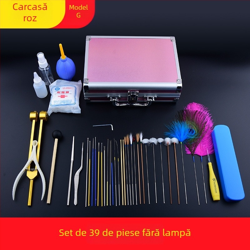 Set profesional de instrumente pentru curățarea urechilor, cu linguri de urechi cu încuietoare, luminoase