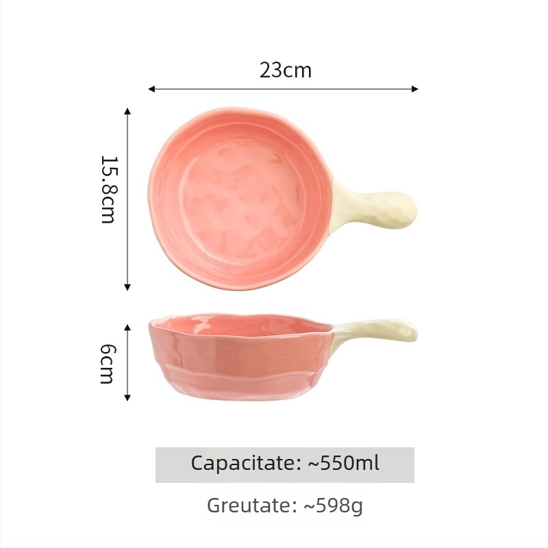 Vas ceramic pentru supă, cu două mâneri, utilizare casnică; potrivit pentru coacere și prăjire; bol pentru salate și fructe; compatibil cu cuptor cu microunde; compatibil cu cuptor cu aer cald