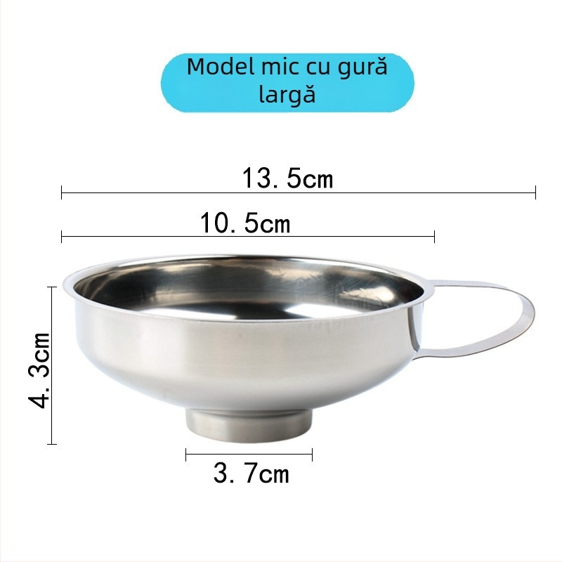 Oțel inoxidabil, pâlnie cu gură largă, pâlnie de bucătărie multifuncțională pentru uleiuri, vin, sosuri, murături și cereale, diametru mare.