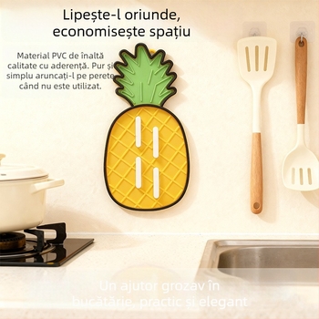 Covoraș moale din cauciuc în formă de ananas pentru capacul oalei, suport pentru capac, covoraș de scurgere, covoraș termic multifuncțional, covoraș pentru așezarea tocătorului, covoraș de scurgere pentru săpun
