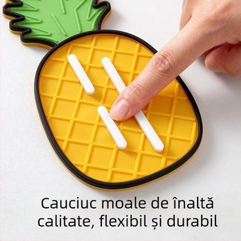 Covoraș moale din cauciuc în formă de ananas pentru capacul oalei, suport pentru capac, covoraș de scurgere, covoraș termic multifuncțional, covoraș pentru așezarea tocătorului, covoraș de scurgere pentru săpun