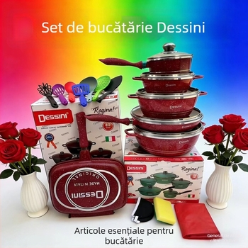 Dessini set de vase din aluminiu turnat, 23 piese, cu strat de Maifan și suprafețe antiaderente