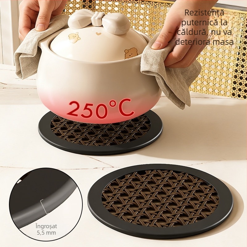Covoraș din silicon, izolație termică, îngroșat, rezistent la temperaturi înalte, pentru uz casnic, suport în stil vintage pentru boluri și farfurii, suport pentru masă