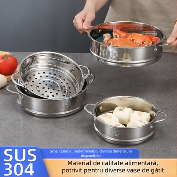 Grilă de aburi din oțel inoxidabil 304, margine plată, 16–22 cm, set de 2 bucăți